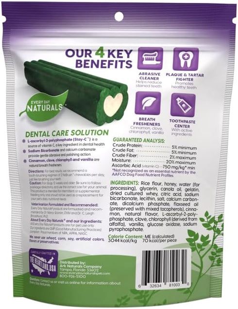 14 oz, 1 Pack Every Day Naturals Dog Dental Chew, No Brush Toothpaste for Large Breeds, Freshens Breath, Unique Texture
