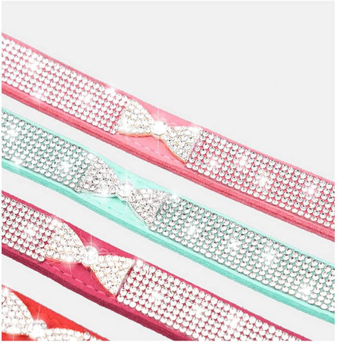 Rhinestone Dog Collar, Bling Diamond Crystal Sparkly Collar for XXS to Medium Girls Dogs and Female Kittens