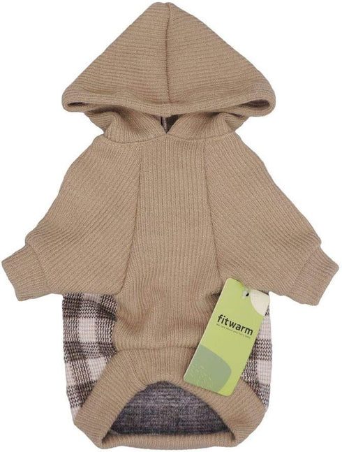 Fitwarm Knitted Pet Clothes, Dog Sweater Hoodie Sweatshirts Pullover for Cats and Dogs in Khaki (XXL)