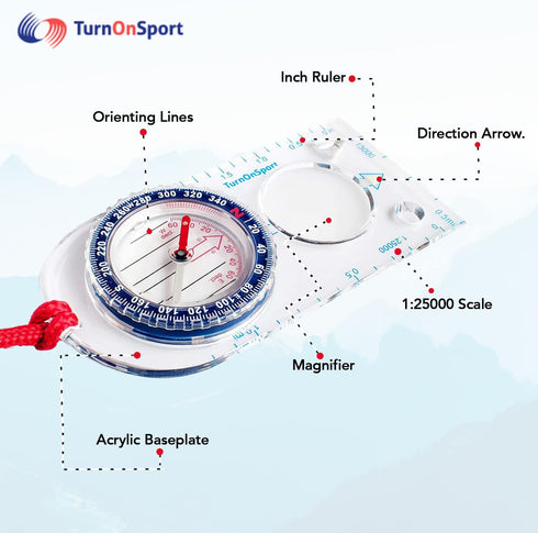 Backpacking Orienteering Compass - Hiking Compass | Advanced Scout Compass Camping and Navigation | Boy Scout Compass