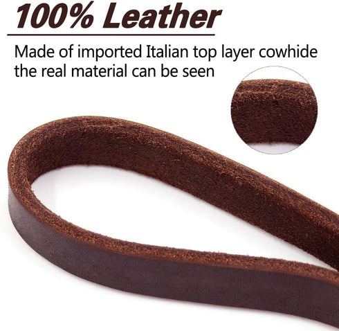 Leather Dog Leash 4ft x 3/4 inch, Heavy Duty Braided Genuine Leather Leash, Soft Comfortable for Large Medium Small Dogs