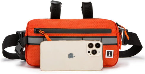 Waterproof Bike Bag, Front Handlebar Bag for Bicycles, Converts to Crossbody Bag (Orange)