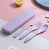 Reusable Travel Utensils Set, 2 Sets Portable Plastic Fork Spoons Knife Case, Eco-Friendly BPA Free Lunch Tableware