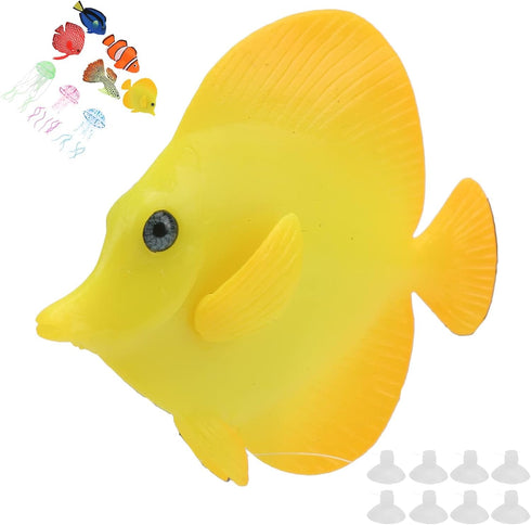 8Pcs Luminous Aquarium Decorations, Glowing Fish Artificial Aquarium Decor Floating Jellyfish Ornament