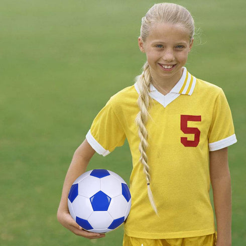 Soccer Ball Size 2,3,4,5, White Blue, Anti-Explosion Classic Design for Kids Toddler Training Practice
