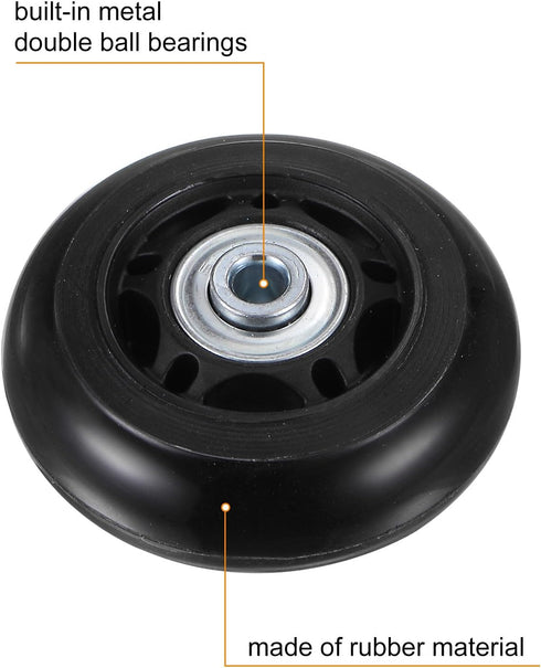 uxcell Replacement Luggage Wheels 64x24mm Suitcase Repair Kits with 4 PU Bearing Wheels, Washers, Wrenches