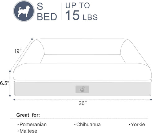 Small Orthopedic Dog Bed with Waterproof Cover, Removable Memory Foam Bolster, Soft Sofa Bed with Nonskid Bottom