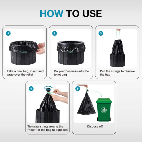 TRIPTIPS Portable Toilet Bags - Drawstring 8 Gallon Camping Toilet Bags, Leak-Proof Toilet Liners for Camping, Hiking,