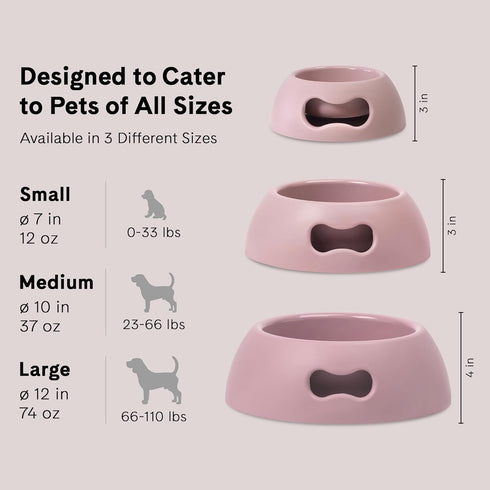 United Pets Pappy Dog Bowl for Dogs and Cats, BPA Free, Eco-Friendly, Made in Italy, Pink - 12 Oz