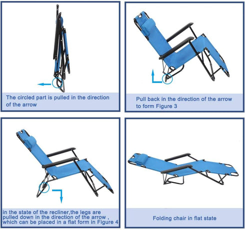 myoihomora Patio Recliner Lounge Chairs,Portable Folding Reclining Chair,Reclining Camping Chair,Outdoor Folding Chaise