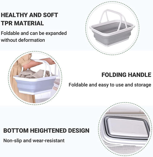 yETO Collapsible Sink 2 Pack, Outdoor Camping Picnic Basket, Lightweight Portable Dish Washing Basin