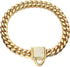 Gold Dog Chain Collar, 10mm Wide Cuban Link Puppy Collar with CZ Diamond Lock for Medium Dogs (14inch)