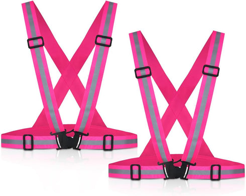 Tenalleys Adjustable High Visibility Reflective Vest Running Gear, 2 Pack for Men & Women, Night Cycling, Hiking,