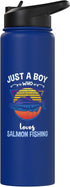 Just A Boy Who Loves Salmon Fishing Stainless Steel Water Bottle for Salmon Fishing Enthusiasts - Insulated & Durable