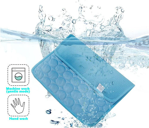 Extra Large Dog Cooling Mat, Breathable Washable Summer Pet Cooling Pad for Kennels, Crates, Beds (Blue) 40"x28"
