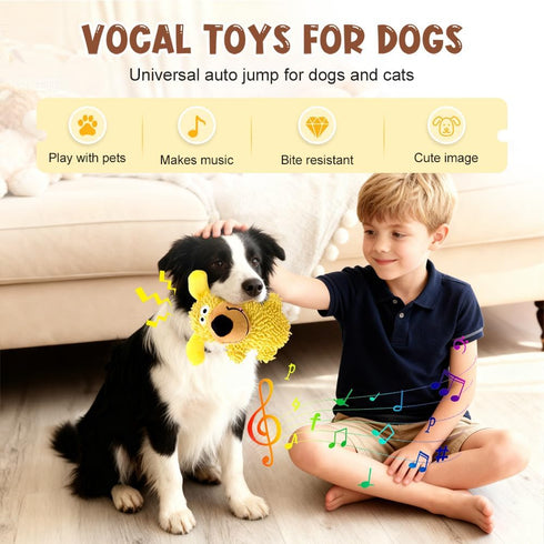Squeaky Dog Plush Toy, Cute Cartoon Dog Chew Toy with Built-in Squeaker, Soft Plush Interactive Puppy Toy for Teething