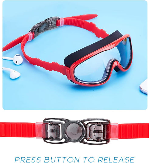 KAILIMENG Kids Swim Goggles, Anti-Fog, Anti-UV Wide View Swimming Goggles for Ages 3-15