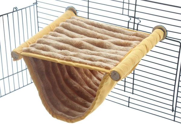 emours Double Bunkbed Hammock Sleep Bed Cage, Play Platform with Warm Fleece for Hamster Mice