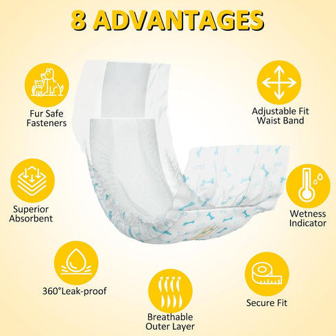 Indicator-56PCS, Dono Disposable Male Dog Diapers with Wetness Super Absorbent Male Wraps Belly Bands for Male Dogs