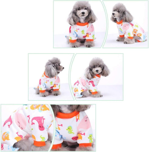2-Pack Pet Clothes, Cute Puppy Pajamas Cotton Rompers for Dogs and Cats, Cosy Apparel Dog Shirt, Bluehorse & Mermaid M