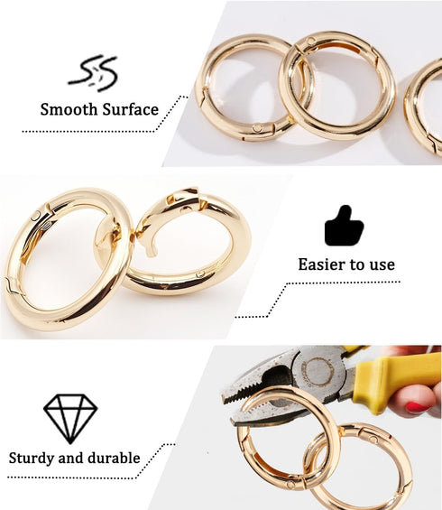 16-Pack Metal Round Carabiner Clips,Trigger Spring O Rings - for Purses, Collectible Toy Keychains, Keychains