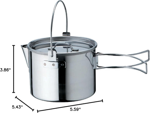Snow Peak Kettle No. 1, Stainless Steel Kettle for Outdoor Cooking, Durable Camping Kettle