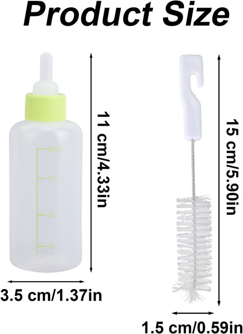 Fukaisu Kitten Bottle Feeding Kit, Professional Kitten Nursing Bottle with Nipple & Cleaning Brush Newborn Pet Feeding
