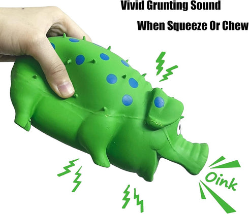2 Pig Squeaky Dog Toy, PCS Interactive Rubber Dog Chew Toy - Durable Latex Spot Grunting Pig Toys that Oink for Small