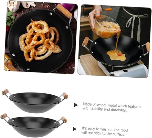 2Pcs Alipis Hot Pot Cooking Pot Household Kitchen Cookware with Wooden Handles Lightweight and Design for Home Cooking