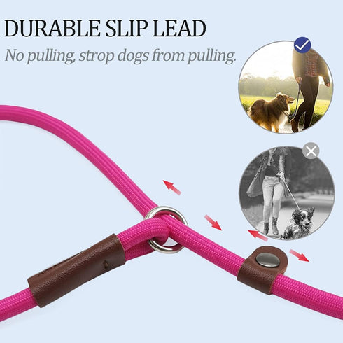 MayPaw 7FT Slip Lead Control Leash for Dogs, No Pull, 1/4” Rope Leash in 13+ Colors for Small Medium Animals