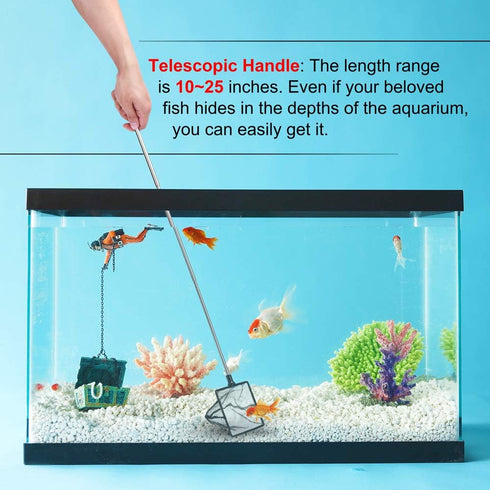 5 Inch Aquarium Fish Net for Betta Fish Tank – Nano Nylon Net with Extendable Handle 10-25 Inch, 1 Yr Warranty
