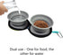 Portable 2 in 1 Pet Bowls with Zipper Carrying Case and Carabiner, Collapsible Double Travel Dog Bowls for Food and Water Feeding, Foldable Camping Dog Cat Bowl