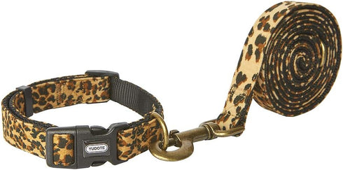 Fashion Leopard Dog Collar, Premium Fabric Soft and Comfortable for Puppy, Medium, and Big Dogs (Neck: 16-25")