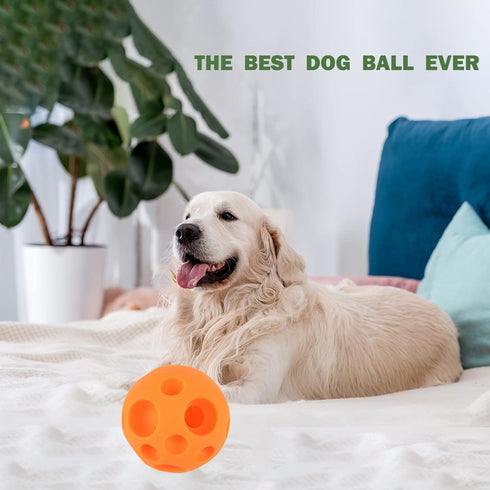 Dog Toy Balls, 5 Inch Treat Dispenser, Interactive Chew Toy for Food Dispensing, Ball for Large Medium Dogs (Orange)