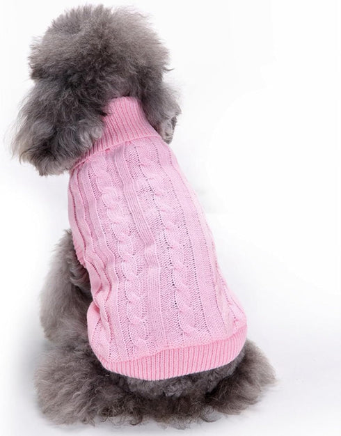 Small Dog Sweaters, Knitted Pet Cat Warm Dog Sweatshirt, Winter Clothes for Kitten Puppy (Small, Pink)