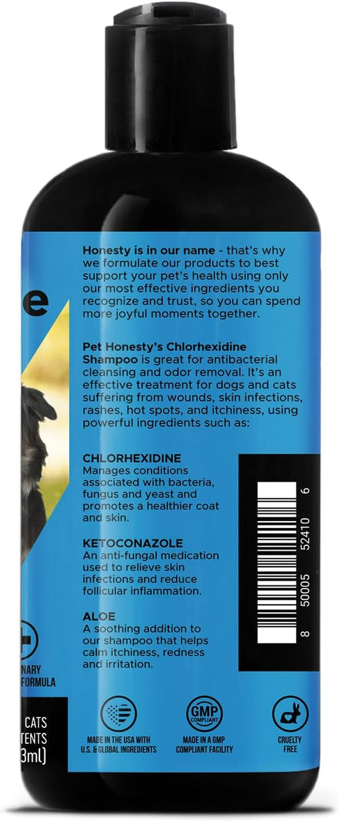 Pet Honesty Chlorhexidine Anti-itch Shampoo 16oz for Dogs and Cats, Helps Allergies, Itching, Shedding, Hot Spots