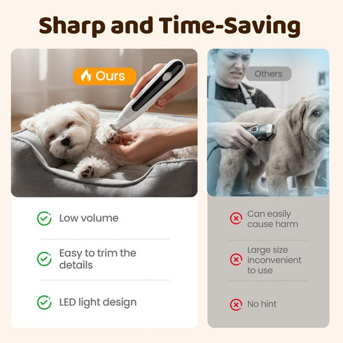 Trimmer, Trimmer Dog Paw Dog Hair Electric Pet Grooming Clipper, Waterproof Rechargeable LED Precision Shaver for Dogs
