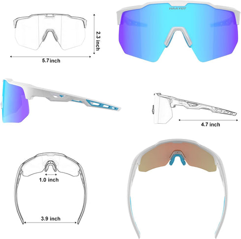 HAAYOT Polarized Sports Sunglasses for Men, Women, Youth, Baseball, Cycling, Running Glasses with 5 Lenses