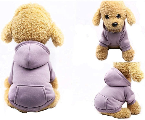 Jecikelon Winter Dog Hoodie Sweatshirts with Pockets Warm Clothes for Small Dogs Chihuahua Coat (X-Small, Purple)