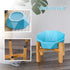 Ceramic Tilted Elevated Pet Bowl with Bamboo Stand, Blue - No Spill Feeder for Cats and Dogs