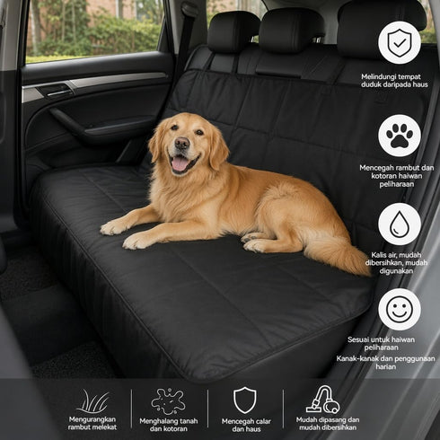 100% 600D Hammock Dog Car Seat Cover for Pets - Waterproof Oxford Heavy Duty Style Scratch Proof Non Slip Back Seat