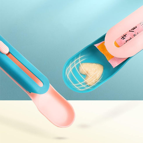 Cat Strip Squeeze Spoon Feeder, Multi-Functional Wet Food Spoon for Lickable Cat Treats (Blue)