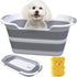 Multi-Functional Collapsible Dog Bathtub with Brush, 7.1 Gal Portable Laundry Basket, Foldable Bathing Tub for Small