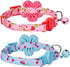 Blueberry Pet Pack of 2 Adjustable Breakaway Cat Collars, Lovely Cherry and Floral Prints with Flower & Bell, Neck