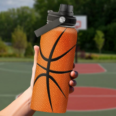 SANDJEST Basketball Water Bottle, 32oz Stainless Steel Insulated for Sports Lovers, Birthday Christmas Gift