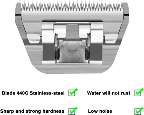 15W Detachable Dog Grooming Wide Blades, Compatible with Andis, Oster A5, Wahl KM10 Series Clippers, Cut Length 3/64”
