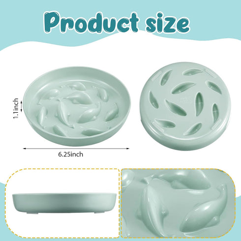 2 Pcs Cat Slow Feeder Bowl Cat Fish Pool Design Feeder Cat Dish Fun Interactive Cat Food Bowl Feeder Healthy Eating Diet Cat Bowls for Pet Cats Puppy Dogs Dishwasher Safe (Green, Pink)