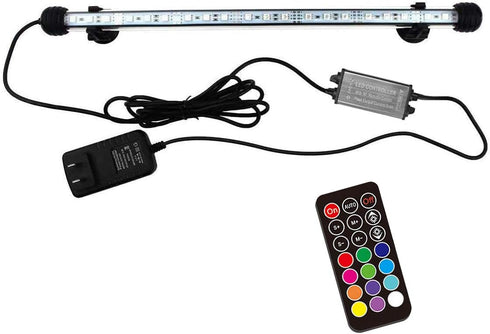 15 inches LED Aquarium Light, 2.5W Submersible Underwater Light with 21 LED Beads, 12 Colors, 19 Modes, IP68 Waterproof