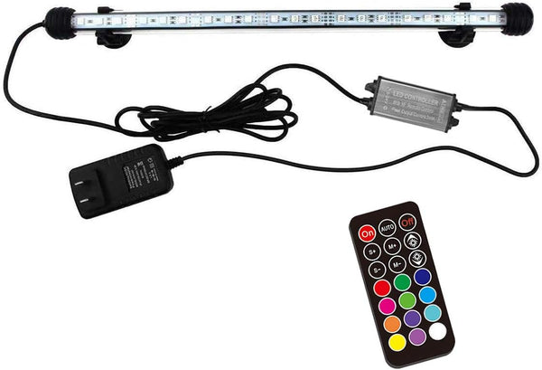 15 inches LED Aquarium Light, 2.5W Submersible Underwater Light with 21 LED Beads, 12 Colors, 19 Modes, IP68 Waterproof