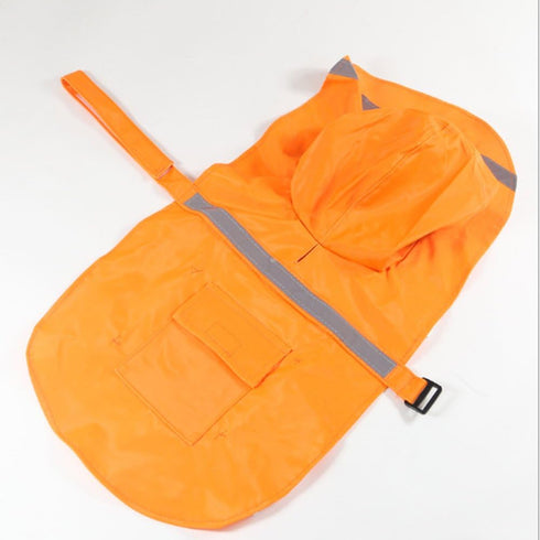 NACOCO Adjustable Large Dog Raincoat Poncho Hoodies - Lightweight Waterproof Clothes with Reflective Strip (XL, Orange)